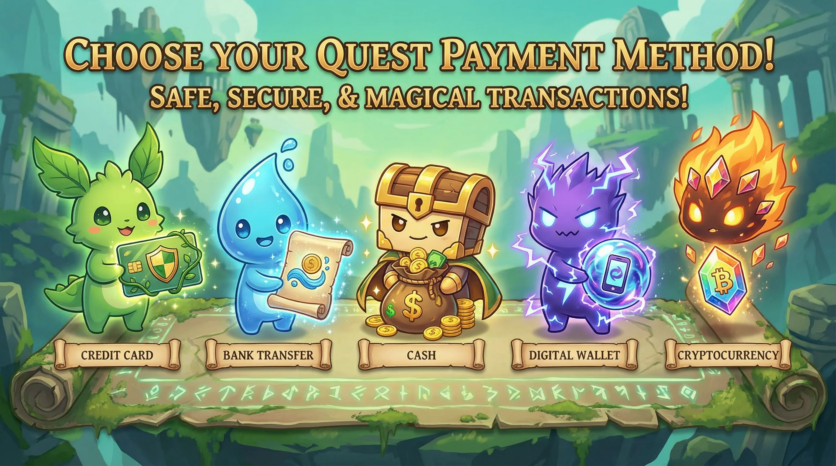 Métodos de pago disponibles: tarjetas, transferencia, efectivo, monedero digital y criptomonedas